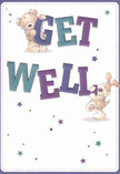 This cheerful get well card is a celebration of friendship and heartfelt wishes, echoing the sense of local care found along South Croydon's bustling High Street. Playfully illustrated, a teddy bear and a floppy-eared puppy leap to life, each balancing the large, colourful letters of 'Get Well'-their fur rendered in inviting, soft shades that all but beg for a gentle touch. Bold indigo and teal hues ground the hand-lettered message, lending vibrancy against a soothing cream background reminiscent of tranquil spaces like Queenhill Road's gardens. Sprinkled across the scene, twinkling stars in serene blue and purple add a dash of magic, hinting at hope and new beginnings. The gentle expressions on each animal's face convey sympathy, joy, and unwavering encouragement, as if the card itself were sending a comforting embrace along with a bouquet from Flower Delivery South Croydon. Each detail-the fluffy textures, the lively composition, the sparkling accents-has been created with the same devotion you'd expect from a locally arranged bouquet, radiating kindness and support to brighten the journey to recovery.
