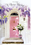 Approaching this South Croydon entrance, you sense the delicate excitement of a fresh chapter the moment the scene comes into view. A pastel-pink front door, soft and inviting, glows gently in the afternoon light that drifts down quiet residential streets near Lloyd Park and the green stretches toward Purley Way. Overhead, cascades of lavender wisteria tumble from above, their clusters of tiny blossoms forming a dreamy canopy that blurs the line between garden and home. Each trailing strand hangs in soft arcs, shaking out a faint, sweet fragrance that seems to drift over the whitewashed walls and pale shutter beside the door. At the doorstep, a generous bouquet of white and cream roses has been thoughtfully arranged in a vintage-style tin bucket, the metal softly weathered for character. The roses are lush and full, their petals layered like silk, nestling together with dusty-toned greenery that adds depth and contrast without overpowering the gentle palette. A wide, satin pink ribbon encircles the bucket and ties into a graceful bow, its trailing ends resting against the stone step like a quiet flourish of celebration. The light falls in painterly shadows, dappling the door, the bucket, and the surrounding masonry, giving the impression of a calm afternoon just after the keys have been handed over. The whole composition feels sheltered yet full of promise, as though the flowers are offering a silent blessing for this new beginning in South Croydon-a floral wish for comfort, good fortune, and many happy returns through that softly painted pink door.